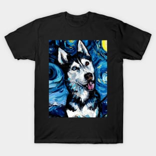 Happy Husky Night (Portrait) T-Shirt